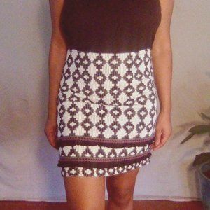 Cotton pencil mini skirt with fringe detail